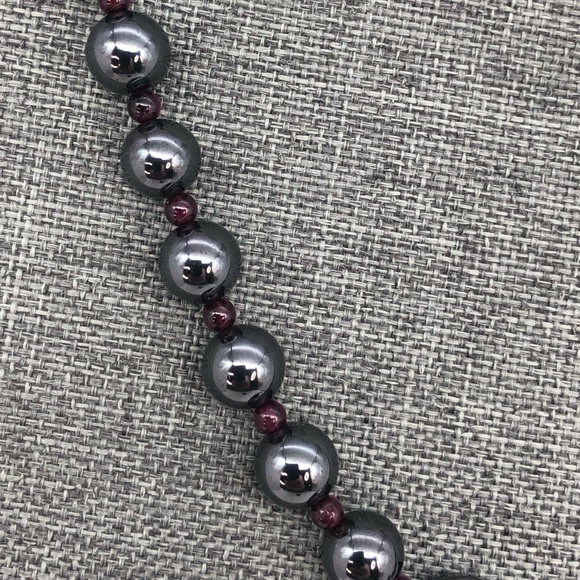 Hematite and Garnet Beaded Necklace - Picture 1 of 5